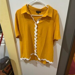 Timing Mustard Button Down Shirt with White Accents